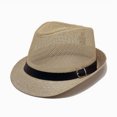 thumbnail image 5 of Summer Panama Straw Fedora Hats for Men Women Trilby Hat Foldable Short Brim Panama Beach Hat Mesh Sun Hat Khaki Free Size(Free Size), 5 of 5