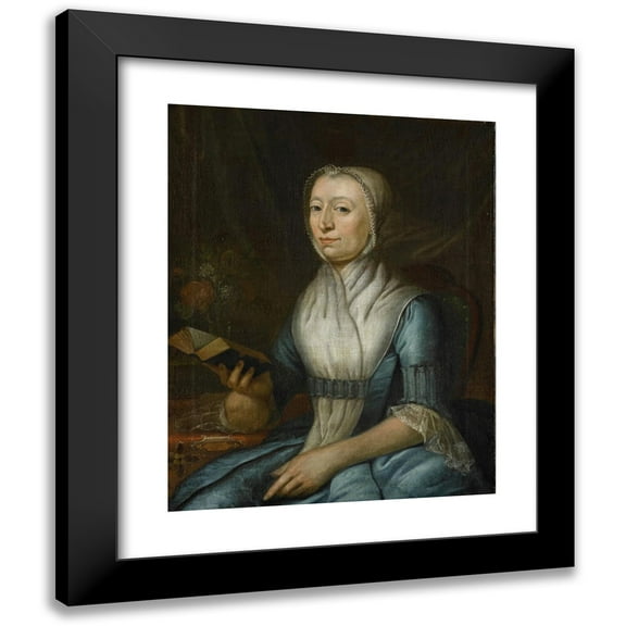 Cornelis Van Cuylenburgh II 12x14 Black Modern Framed Museum Art Print Titled - Portrait of Eva Goudriaan-De Veer (1776)
