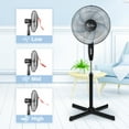 thumbnail image 2 of Pedestal Fan, 16" 3-Speed Oscillating Pedestal Fan, Floor Fan with Adjustable Height, Button Control, 5 Blades, Cooling Fan for Indoor, Bedroom, Living Room, Home Office & College Dorm Use, Black, 2 of 6