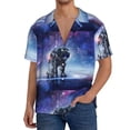 thumbnail image 3 of Disketp Men's Hawaiian Astronauts Start Running Print Shirts Button Down Holiday Beach Shirts-4X-Large, 3 of 7