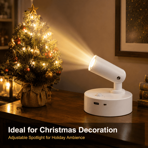 Sycees 2 Pack Magnetic Motion Sensor Wall Light, 3 Color Dimmable Rechargeable LED Spotlight for Stairs Bedroom Bathroom