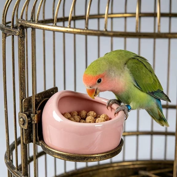 Ceramic Bird Feeder Bowl Anti-spill Parrot Food Water Dish Heavy-duty Small Pet Weaning Training Feeding Cup Cage Accessories for Lovebird Parakeet Cockatiel