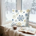 thumbnail image 5 of Wooowa Christmas Blue & Gold Snowflake Pillow Covers, Festive Decorative Cushion Cases for Holiday Home & Party Displays, 5 of 8