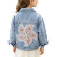 thumbnail image 2 of Sentuca Denim Jackets for Girls Size 2Y Button Down Embroidery Jean Jackets Coat with Pockets Long Sleeve Fashion Solid Color Cute Kids Coats, 2 of 9
