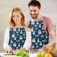 thumbnail image 3 of Dark Blue Princess Castle Pattern Apron-Garden Aprons for Women with Pockets-Cotton Linen Waterproof Kitchen Cooking Gardening Aprons Adjustable for Kitchen,Cooking,BBQ and Salon 33x27 Inch, 3 of 7