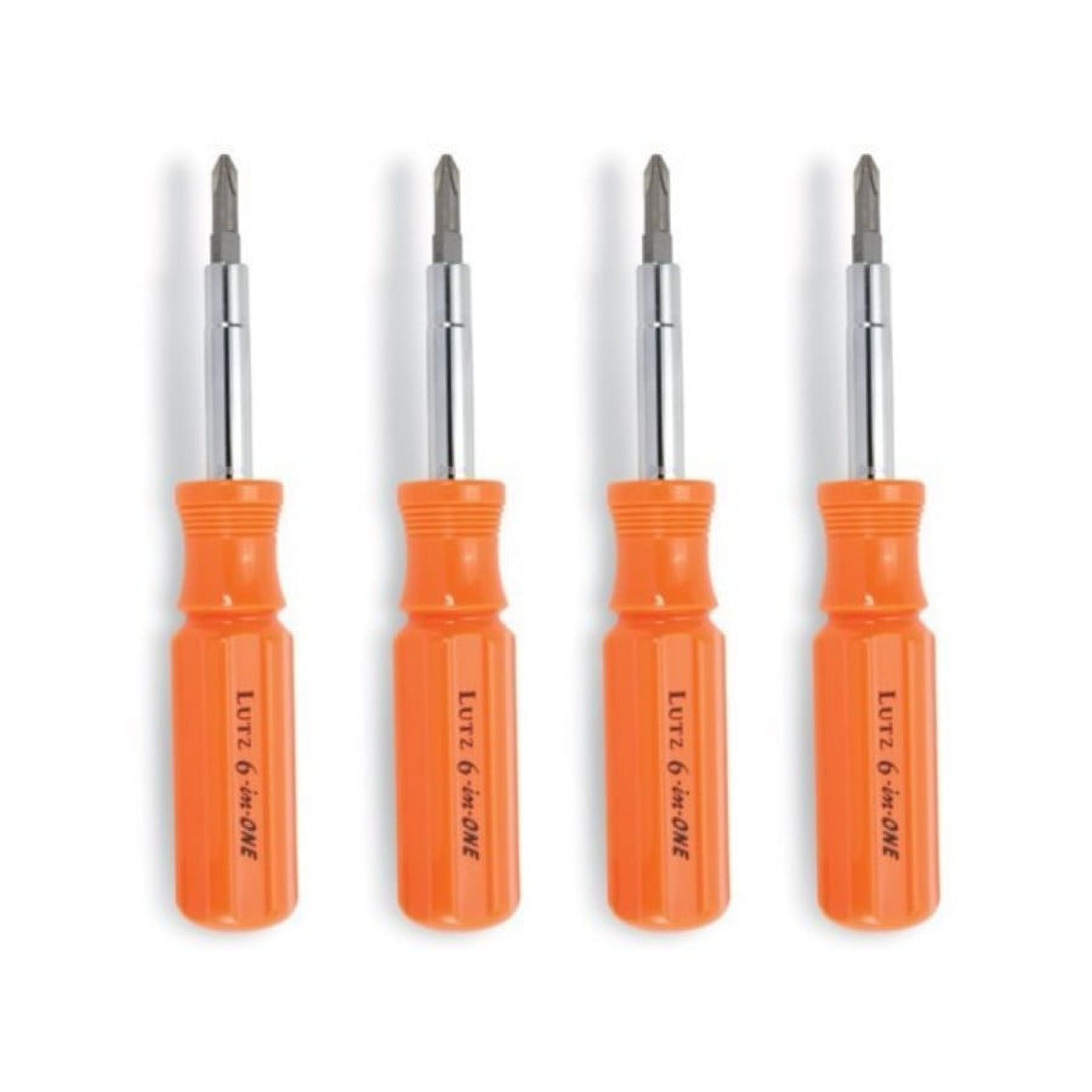 Lutz 6-in-1 Pocket Size Orange Screwdriver, 26030 (Pack of 6