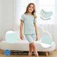 thumbnail image 4 of PatPat Girls Pajamas Toddler Clothes Viscose from Bamboo Kids 2-Piece Pj Set Gifts Short Sleeve Tops Pants Snug Sleepwear Sizes 4-12Y, 4 of 12