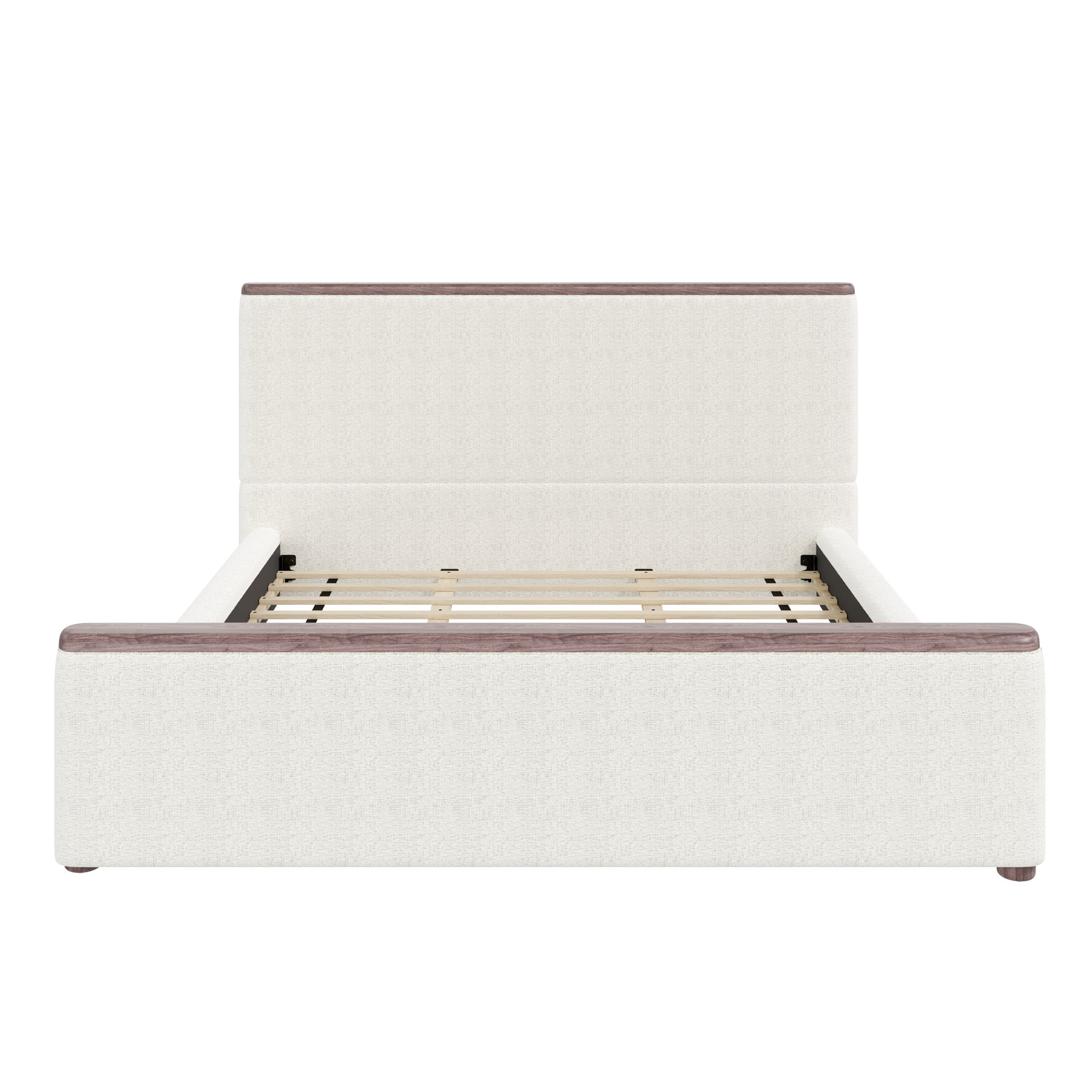 Christopher Knight Home Low-Profile Upholstered Platform Bed with Padded Headboard, King, White