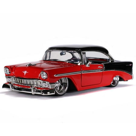 1956 Chevrolet Bel Air Red and Black "Bigtime Muscle" 1/24 Diecast Model Car by Jada(Selections May Vary)
