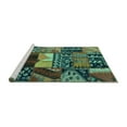 thumbnail image 2 of Ahgly Company Machine Washable Indoor Rectangle Patchwork Turquoise Blue Transitional Area Rugs, 7' x 10', 2 of 4