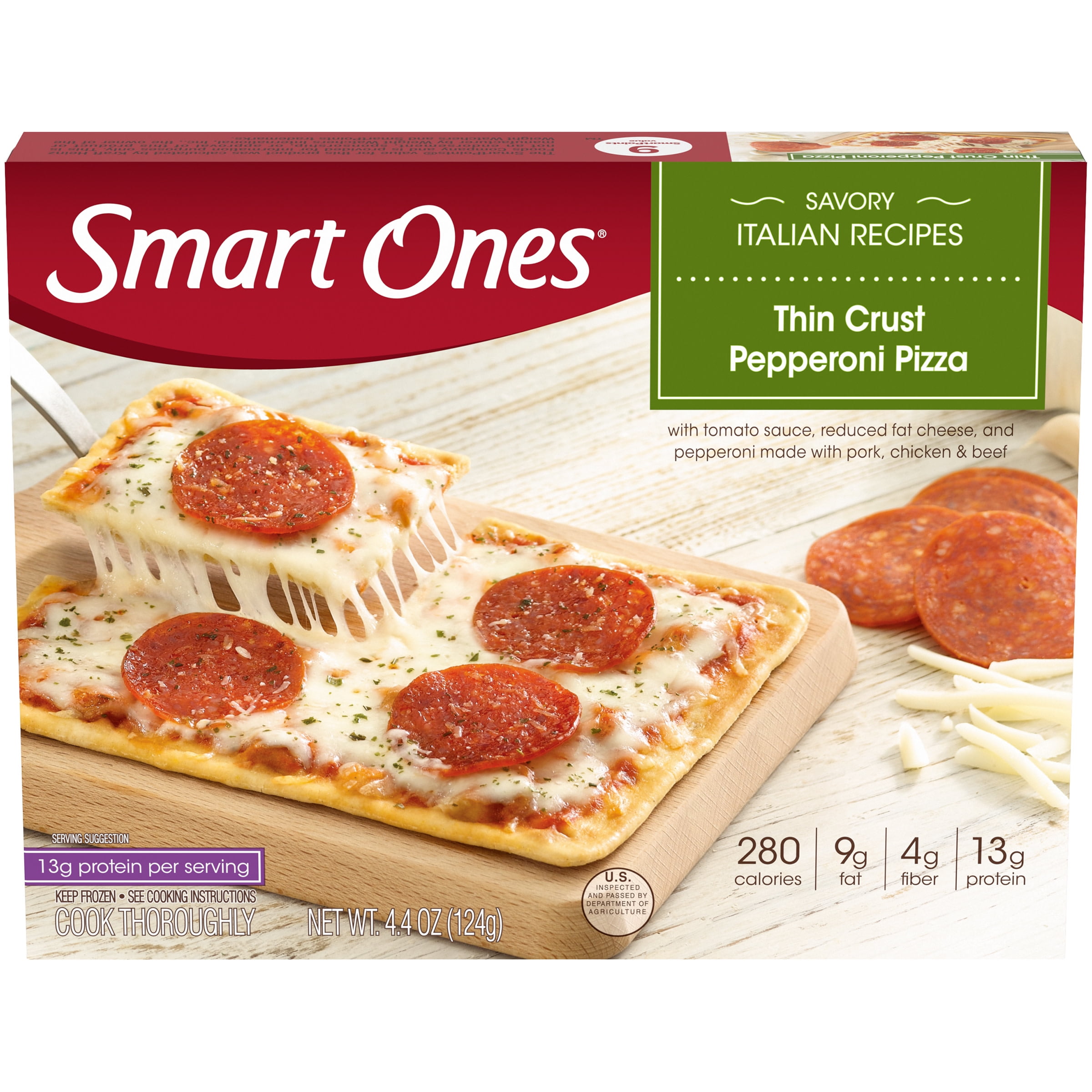 Smart Ones Thin Crust Pepperoni Pizza Frozen Meal 4 4 Oz Box Walmart Com Smart Ones Thin Crust Pepperoni Pizza Frozen Meal 4 4 Oz Box Walmart Com