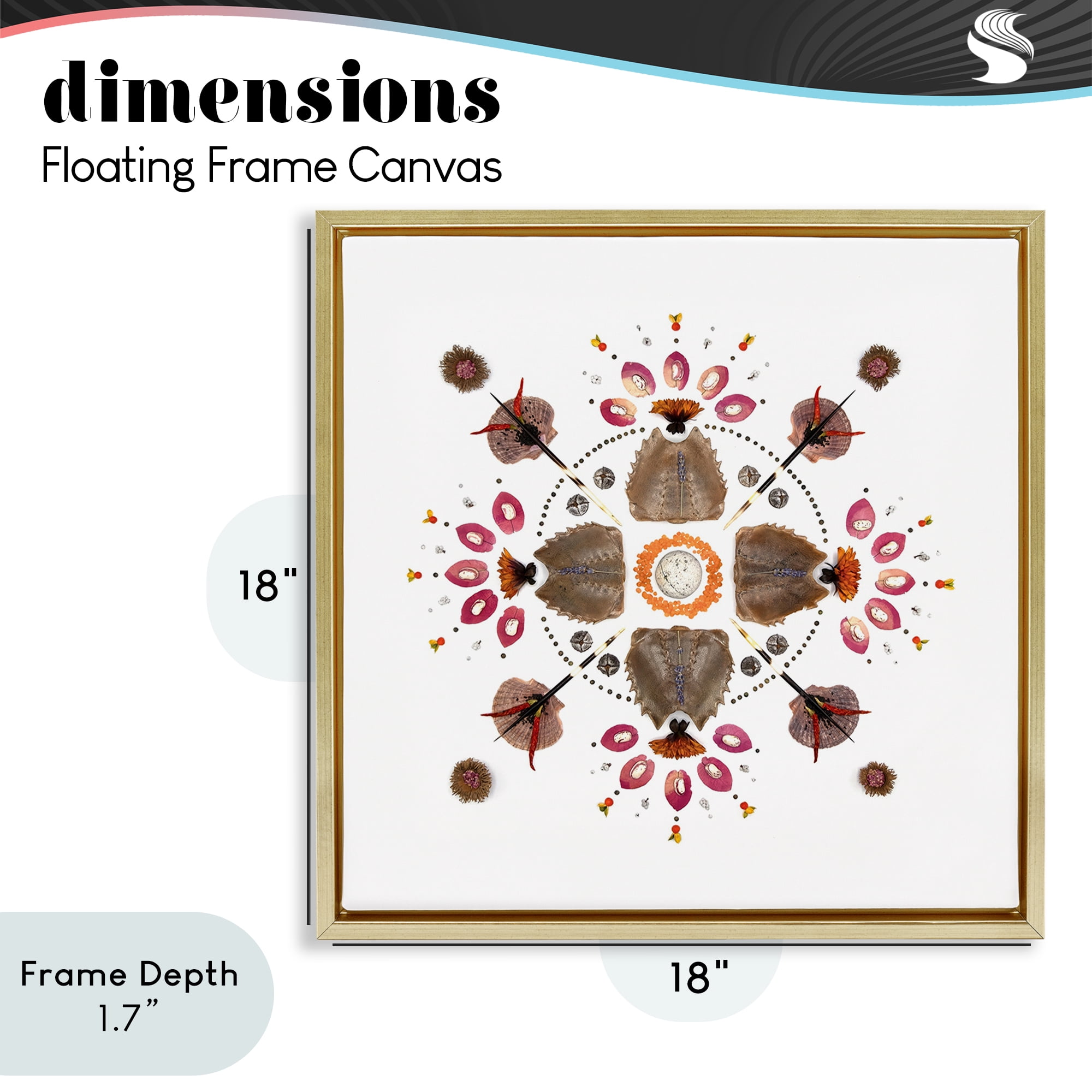 Stupell Industries Symmetrical Nautical Collection Gold Framed Floater Canvas Wall Art, design by Beth Adoette