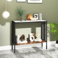 thumbnail image 4 of Resenkos 36-Inch 2-Tier Industrial Console Table - Sturdy Sintered Stone Top, Stylish Accent Piece, White + Rustic Brown + Black, 4 of 8