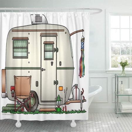 Yusdecor Camping Cute Vintage Glass Egg Camper Travel Trailer Antique Bathroom Decor Bath Shower Curtain 66x72 Inch Walmart Canada