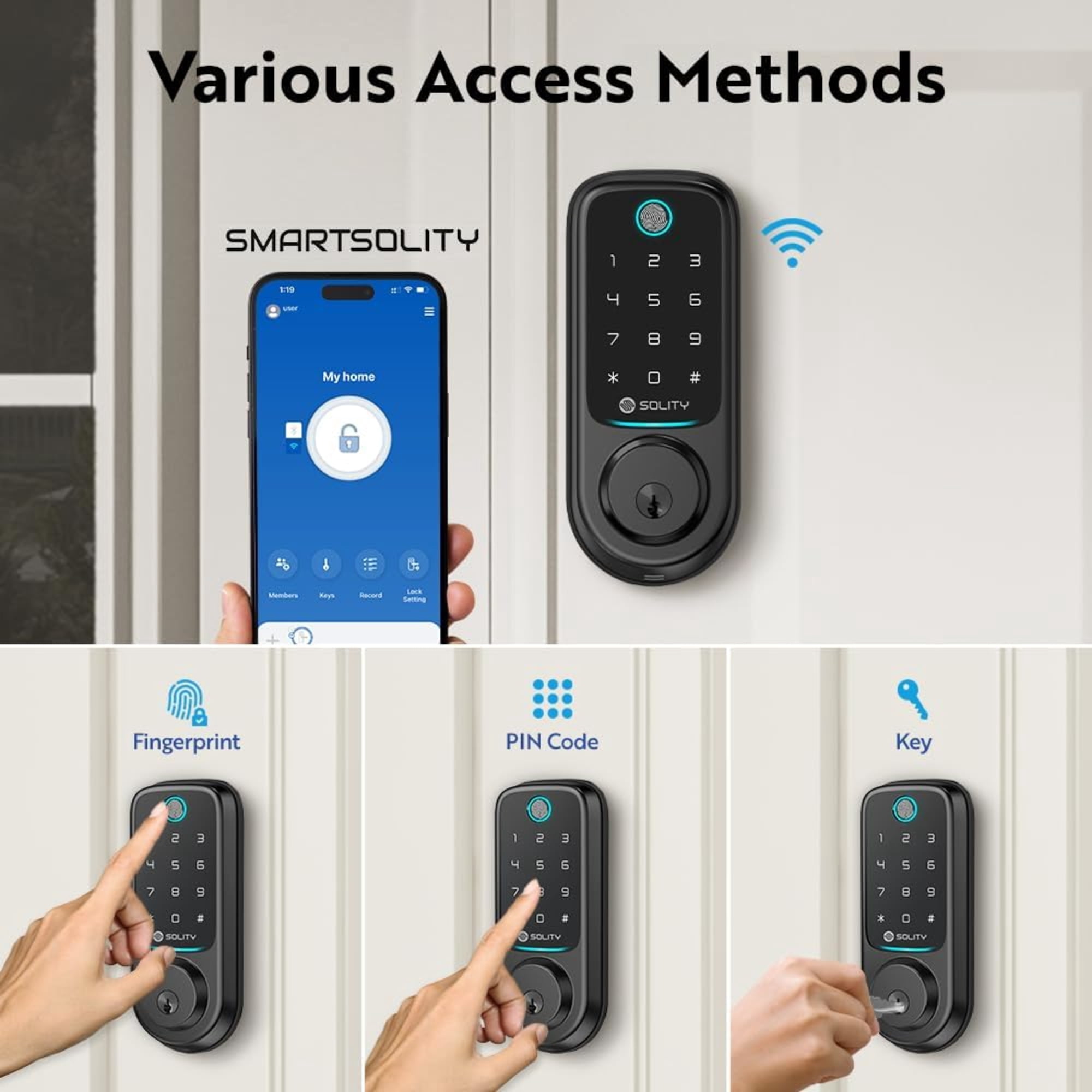 Solity GT10BKBK Matte Black Smart Lock