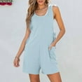 thumbnail image 2 of ZyeKqe Women Sleeveless Romper Short Overalls Loose Back Adjustable Summer Casual Jumpsuit with Pockets, 2 of 6
