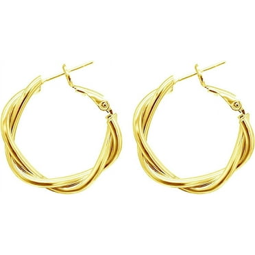 Earrings Plated Twisted Round Huggie Hoop Earrings for Women