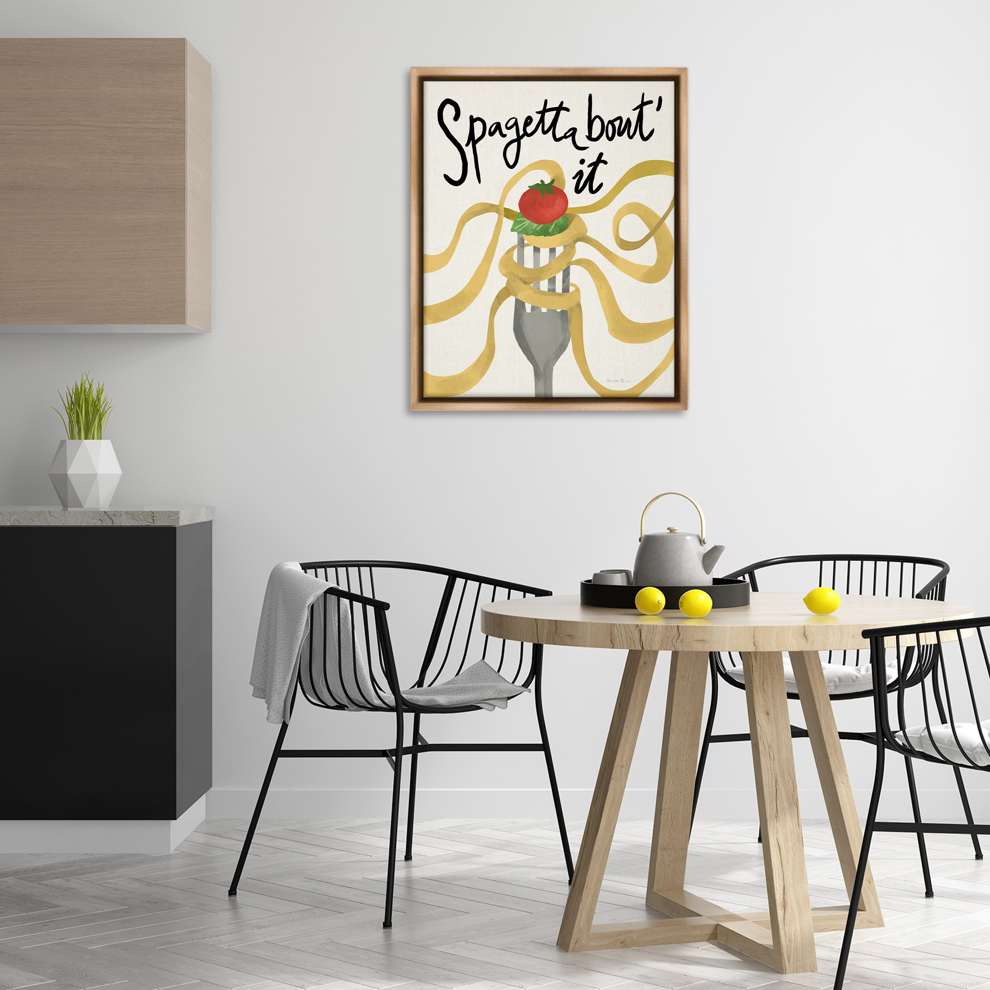 Stupell Industries Funny Spaghetti Phrase Food & Beverage Painting Brown Floater Framed Art Print Wall Art, 25 x 31