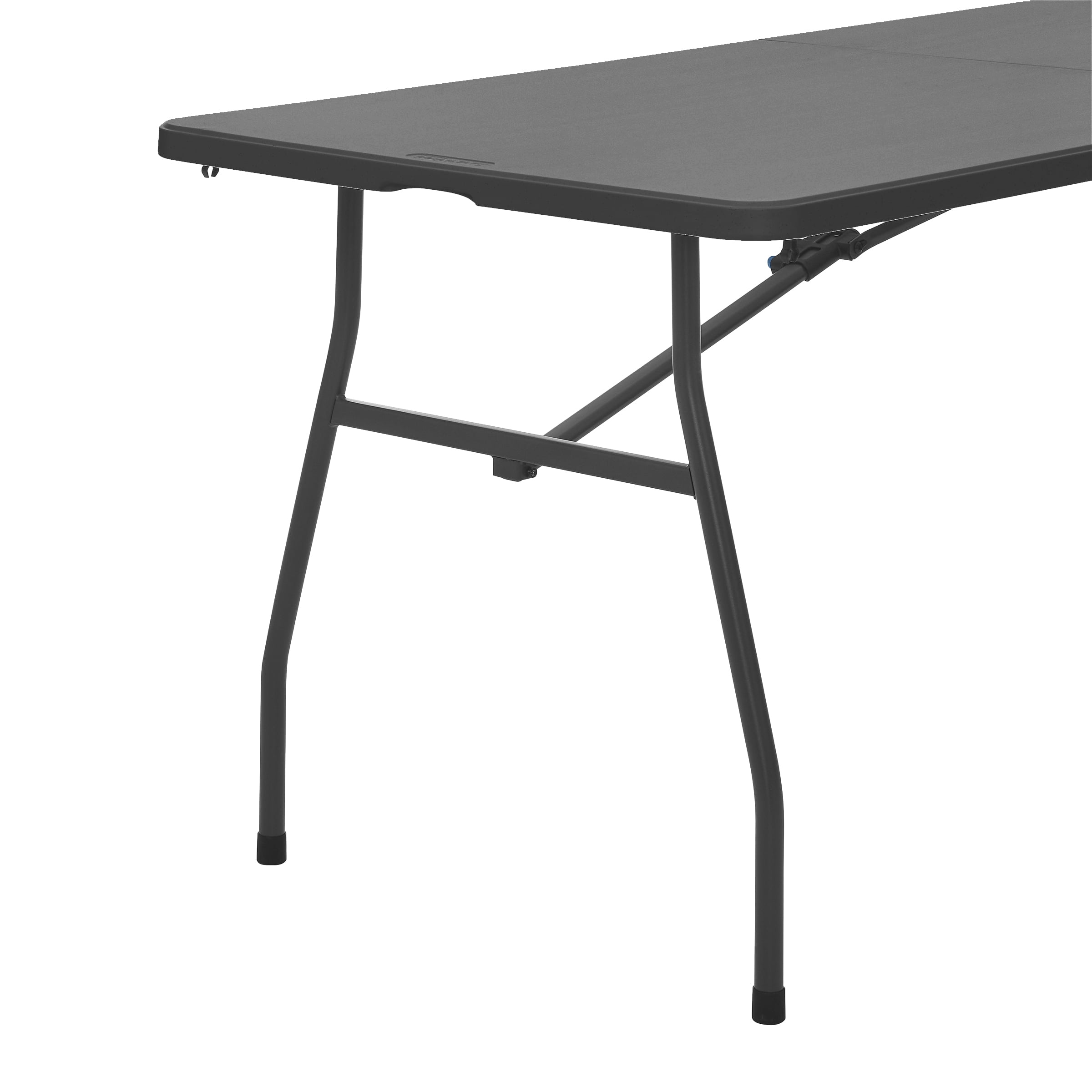 Mainstays Black 6 Foot Fold-in-Half Plastic Table, Indoor Outdoor, Scratch Resistant, Stain & UV Damage, Built-in Carry Handle