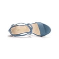 thumbnail image 4 of BLISSFUL STEP Women's Open Toe Cross Strap Mid Block Heel Sandals Haze Blue 8, 4 of 7