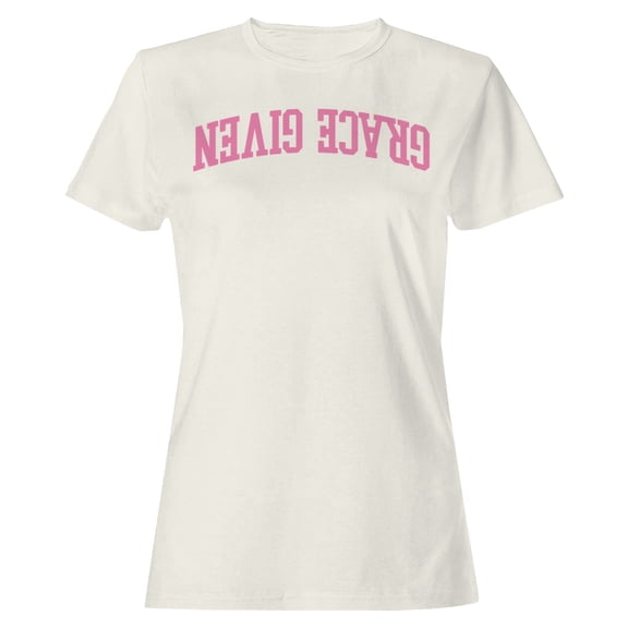Grace Given Pink Christian Quote Women's Off-White T-shirt