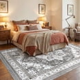 thumbnail image 5 of UERMEI 6x9 Washable Area Rugs for Living Room, Modern Vintage Printed Rug, Vacuum-Friendly, Non Slip Indoor Rug for Bedroom Dining Room Home Decor Carpet, Gray, 5 of 8