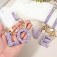 thumbnail image 6 of Initial Letter Keychain for Women, Rhinestone Alphabet L Key Chain Sparkly Keychain Charm with Heart for Backpack Handbag Car Key Accessories Lanyard, Purple, 6 of 7