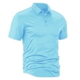 thumbnail image 5 of GrmtClth Men's Solid Color Stretch Polo Shirt Slim Fit Short Sleeve Breathable Golf Athletic Casual Business Tops 2026 Light Blue XL, 5 of 9