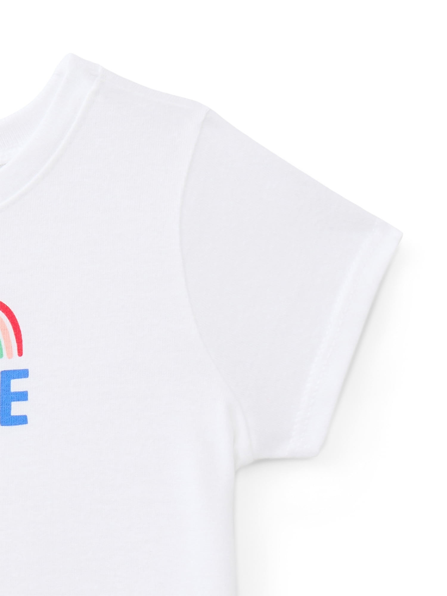 Wonder Nation Baby Girls Crewneck Tee with Short Sleeves, Sizes 0/3M-24M