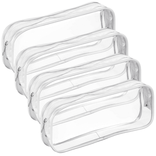 Estuche para lápices con cremallera de PVC transparente de 4 piezas, bolsa para lápices de gran capacidad, bolsa para maquillaje Zhivalor CPB-DE-LYY2472-1
