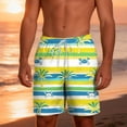 thumbnail image 6 of Men's Swim Trunks, Quickly Dry Beach Shorts with Compression Liner, Tropical Print Elastic Waist Drawstring Board Shorts, 6 of 9