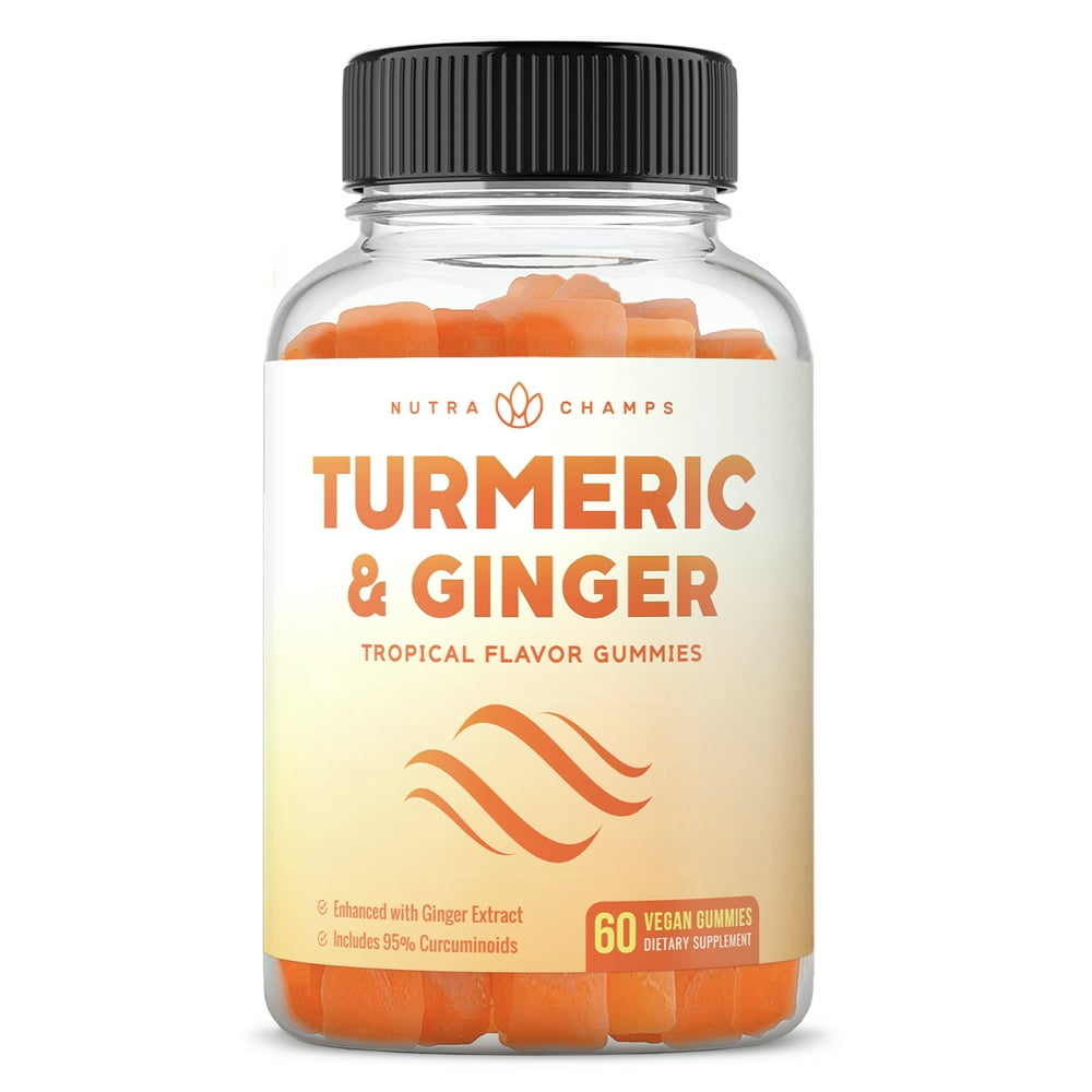 NutraChamps Turmeric Curcumin with Ginger Gummies Natural, Vegan