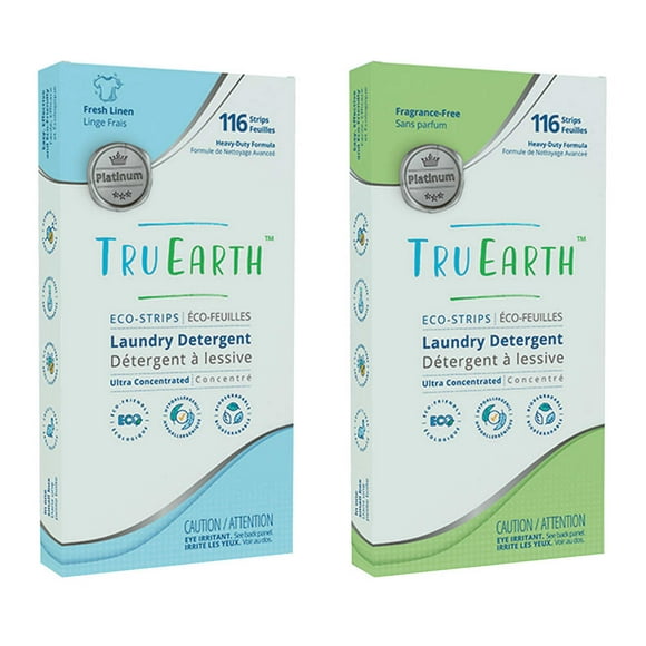 Tru Earth Platinum Eco-Strips Laundry Detergent, 116 Wash Loads (Free Linen)