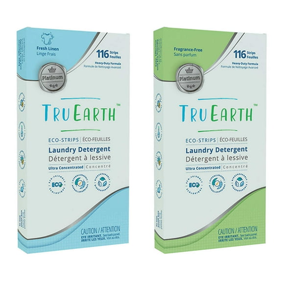 Tru Earth Platinum Eco-Strips Détergent à Lessive, 116 Lavages (Lin Frais)