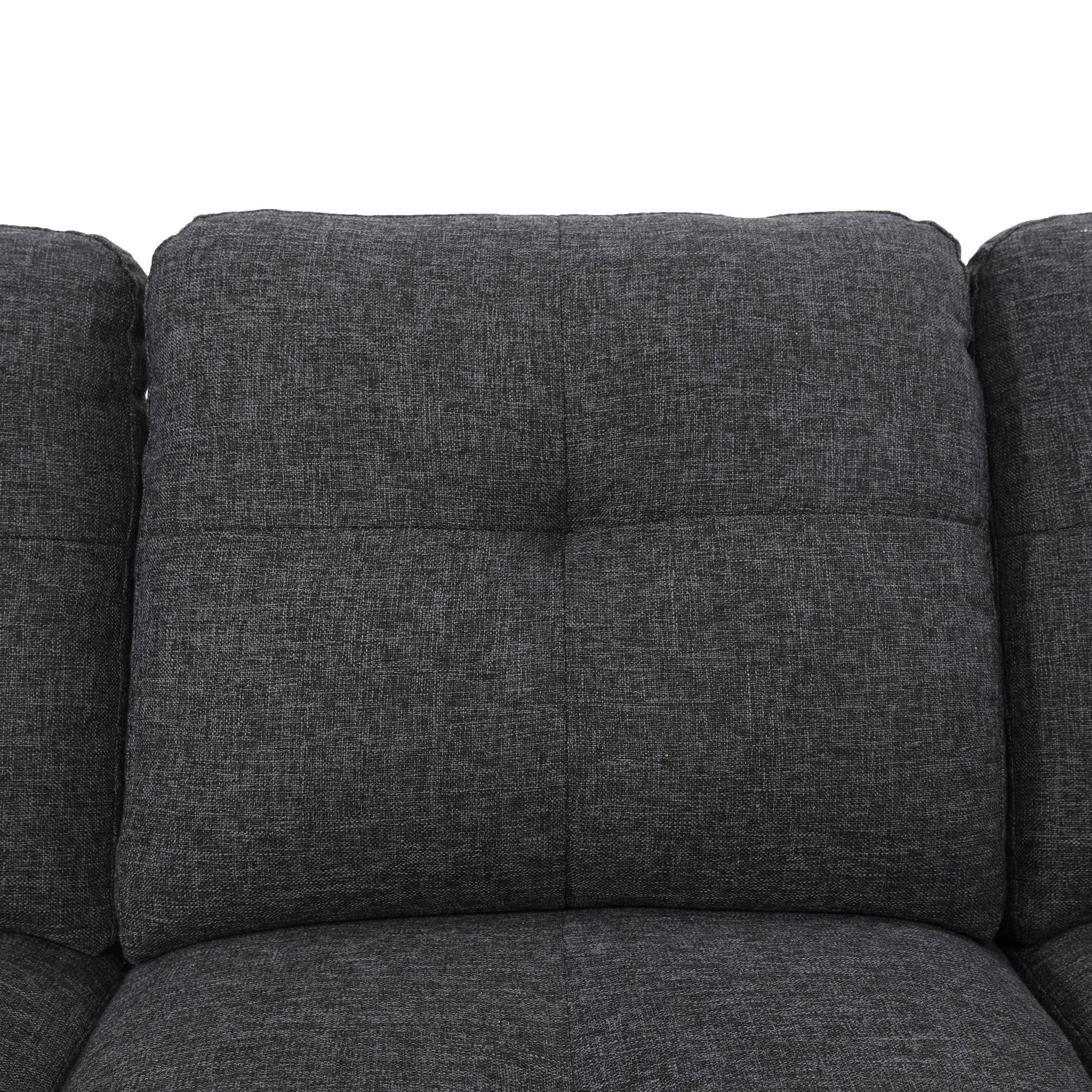 Sectional Sofa Couch, L Shaped Sofas with Ottoman Sectional Couches for Living Room, Apartment, Studio, Office, Linen, Black