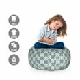 thumbnail image 2 of Vintage Storage Toy Bag Chair, Curvy Repeating Floral Motifs in Squares Mandala Style Pattern, Stuffed Animal Organizer Washable Bag, Small Size, Reseda Green Pale Blue, by Ambesonne, 2 of 3