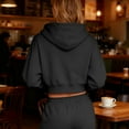 thumbnail image 4 of UQJfacai Zip Up Hoodie Women Cropped Casual Sweatshirts Workout Double Zipper Long Sleeve Drawstring Hooded Jacket Crop Tops, 4 of 9