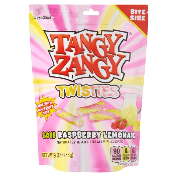 Tangy Zangy Twisties Sour Raspberry Lemonade Candy Bite Size, 9 oz