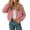 Pink, variant on HOWPAY Barn Jackets for Women Cropped Button down Oversized Lapel Collar Long Sleeve Coats Vintage Solid Color Casual Outerwear with Pockets Fall Winter Clothes Army Green L