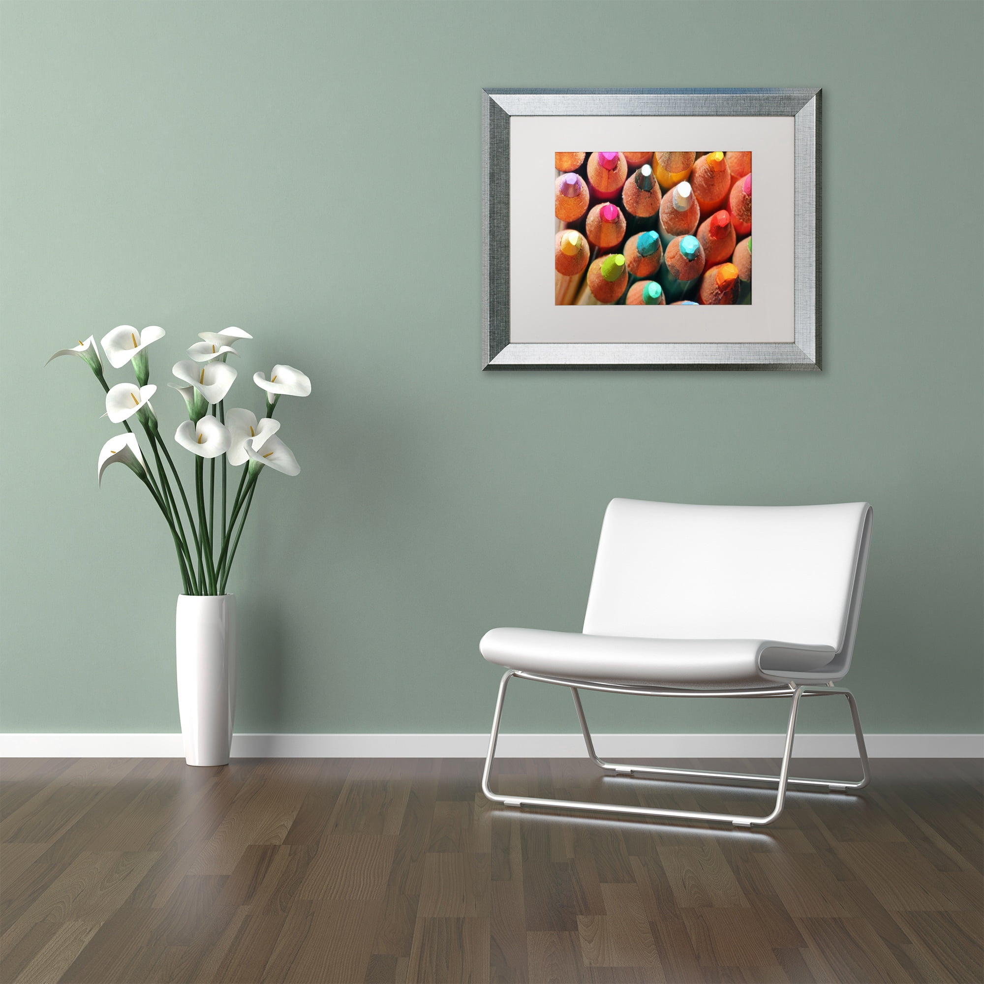 Trademark Fine Art "Pencils" Canvas Art by Jason Shaffer, White Matte, Silver Frame
