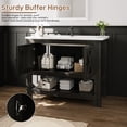 thumbnail image 4 of 4 EVER WINNER 36" Bathroom Vanity with Sink, Dark Oak Farmhouse Storage Cabinet with X-shaped Barn Door, Ceramic Sink Top, Open Shelf, Modern Vanity for Bathroom & Laundry Room, 4 of 8