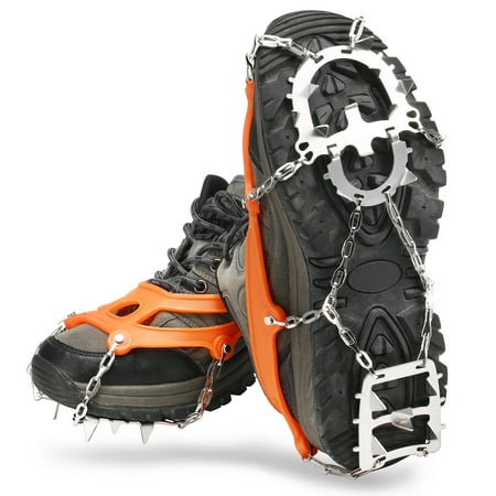 

18 Spikes Traction Cleats Women Men -slip Ice Snow Grips with Storage Pouch for Walking Hiking Fishing Mountaineering