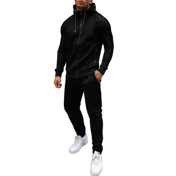 COOFANDY Men's Hooodie Tracksuit Sets Full Zipper Jogger Suits Casual 2 piece Sweatsuit Sport Gym Drawstring Sports Set