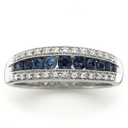 Forever Bride Platinaire Diamond&sapphire Band 1/8 Ctw