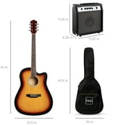 Best Choice Products Beginner Acoustic Electric Guitar Starter Set 41in w/ Wood Cutaway Design, Gig Bag - Sunburst