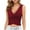 Wine, variant on Lindreshi Tank Tops for Women 2024 Women's Casual Fashion Solid Color Contrast Bandage Backless V-Neck Tank Tops