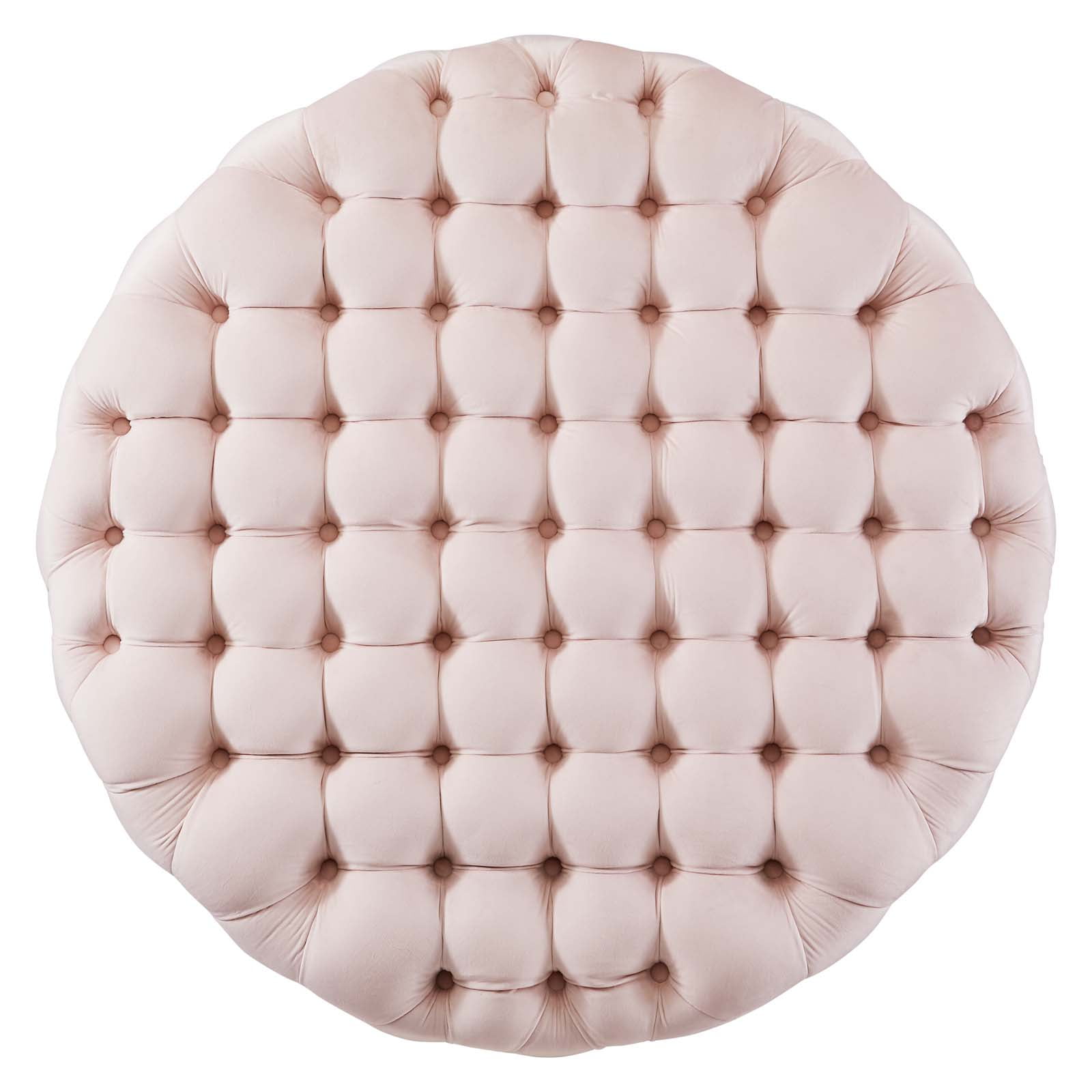 Modway Amour Tufted Button Large Round Performance Velvet Ottoman in Pink