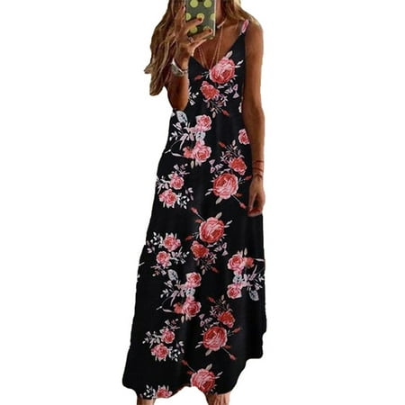 

UKAP Women Nightgown Summer Casual Floral Long Dress Spaghetti Strap Sleep Dress Nightshirt Pajamas Dress