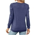 thumbnail image 4 of qolati Women's Dressy Casual Long Sleeve T-Shirts Trendy Crew Neck Puffy Sleeve Tunic Shirt Classic Fit Basic Lightweight Going Out Tops, 4 of 4