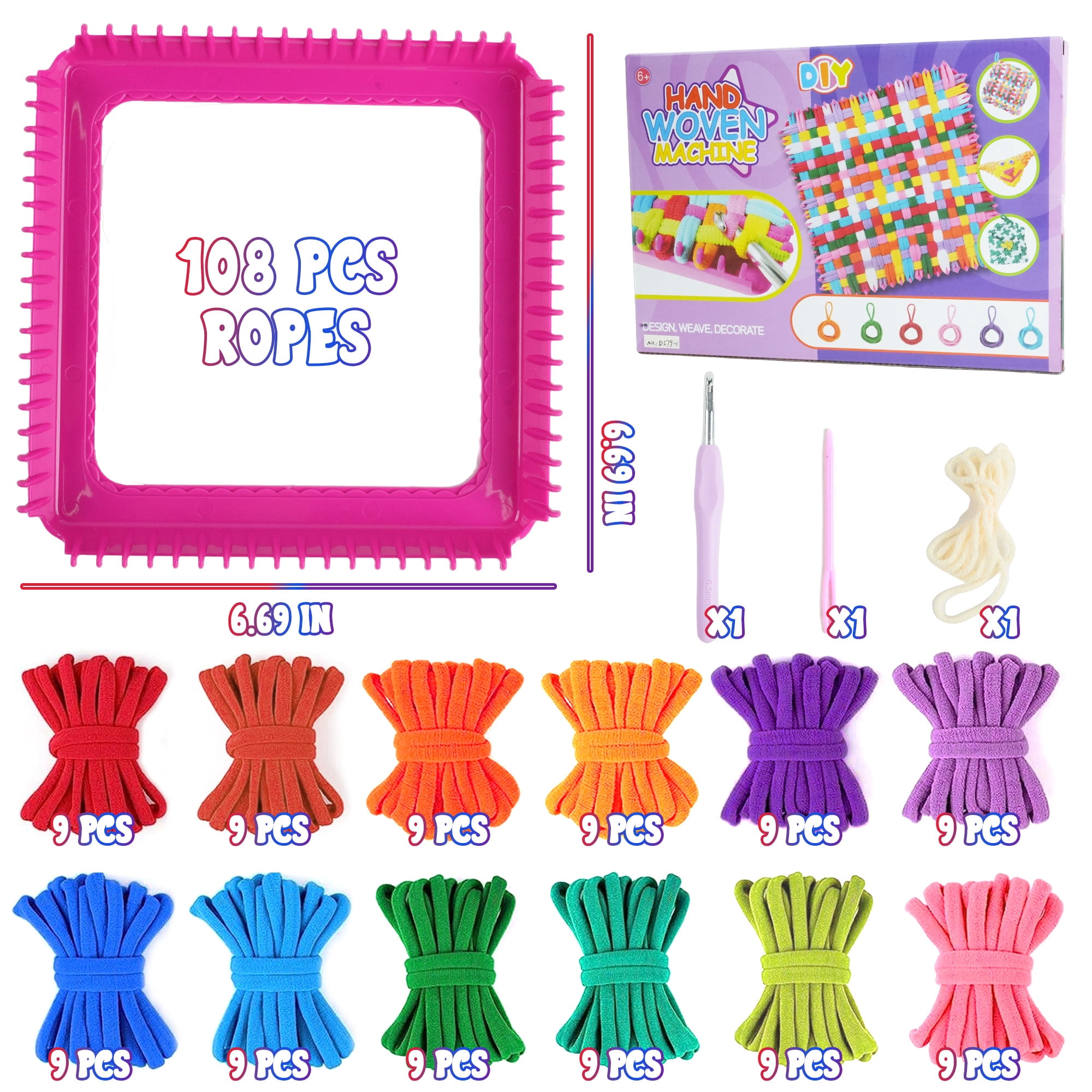 JUGAAD LIFE Weaving Loom Kit Toys for Kids and Adults, 108 PCS DIY Potholder Loops Arts and Crafts for Girls 6 7 8 9 10, Pot Holder Loom Knitting Kits, Birthday Gifts for Boys